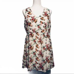 Love Tree Happens White Apricot and Pink Sheer Floral Dress.